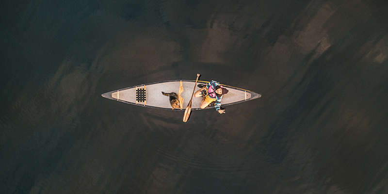 Someone in canoe aerial view